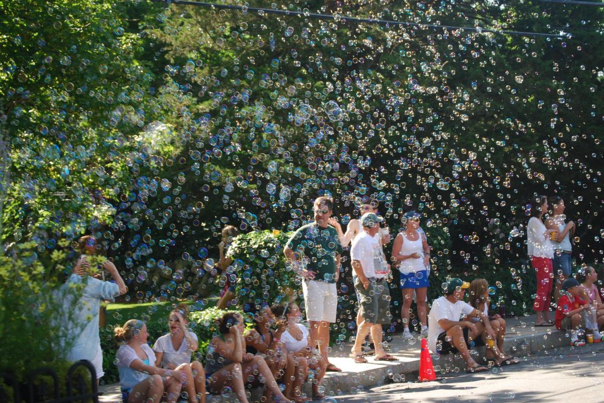 Soap Bubbles Rain During Parade